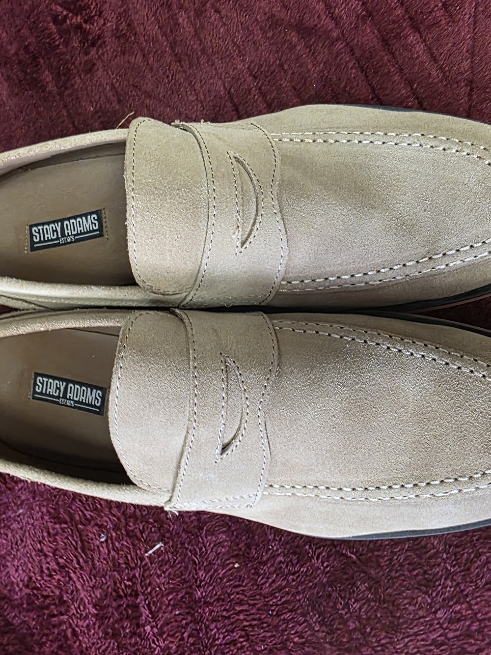 Stacy Adams Beige Suede Penny Loafers